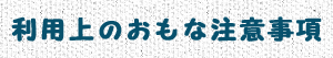 利用上のおもな注意事項